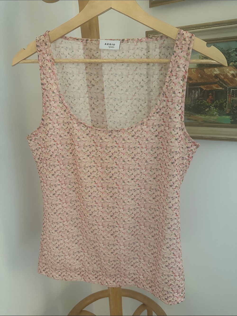 Akris Punto Pink Floral Scoop Neck Tank